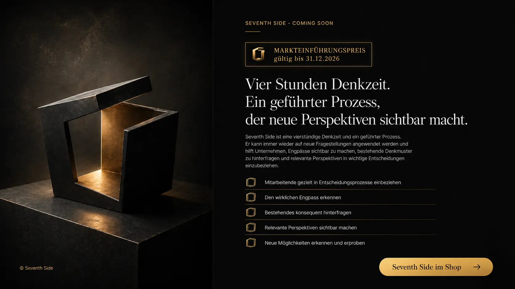 Vier Stunden Denkzeit für neue Perspektiven, relevante Entscheidungen und sichtbare Möglichkeiten.
